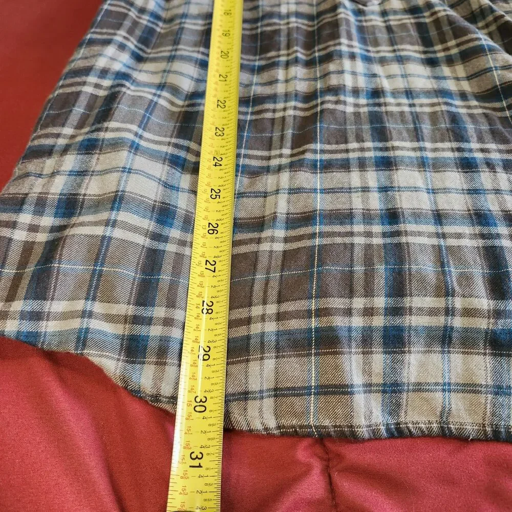 Mango MNG Plaid Tunic Shirt Dress Blue Gray Check 3/4 Sleeve Cotton Size Med - Picture 8 of 11